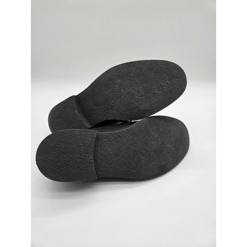 Mens Black Leather Chukka Desert Boots‎ Mid Top Round Toe Contrast Stitching